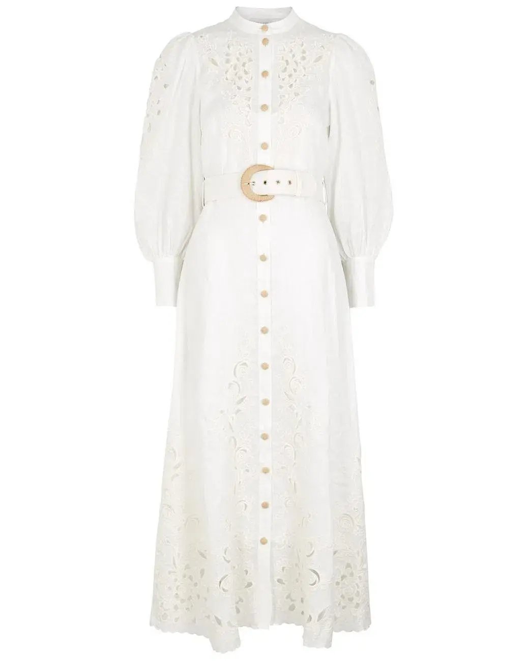Zimmermann Peggy Embroidered Linen Midi Dress Ivory Size 6 photo 3