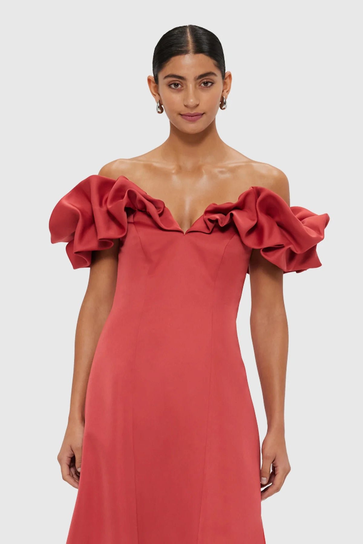 LEO LIN ANNIE OFF SHOULDER FRILL MIDI DRESS - MULBERRY photo 2