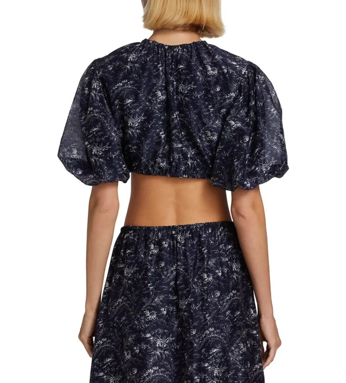 Sir The Label Caprice Puff-Sleeve Cropped Top and Maxi Skirt Set Navy Floral Size 0/AU 6 photo 4