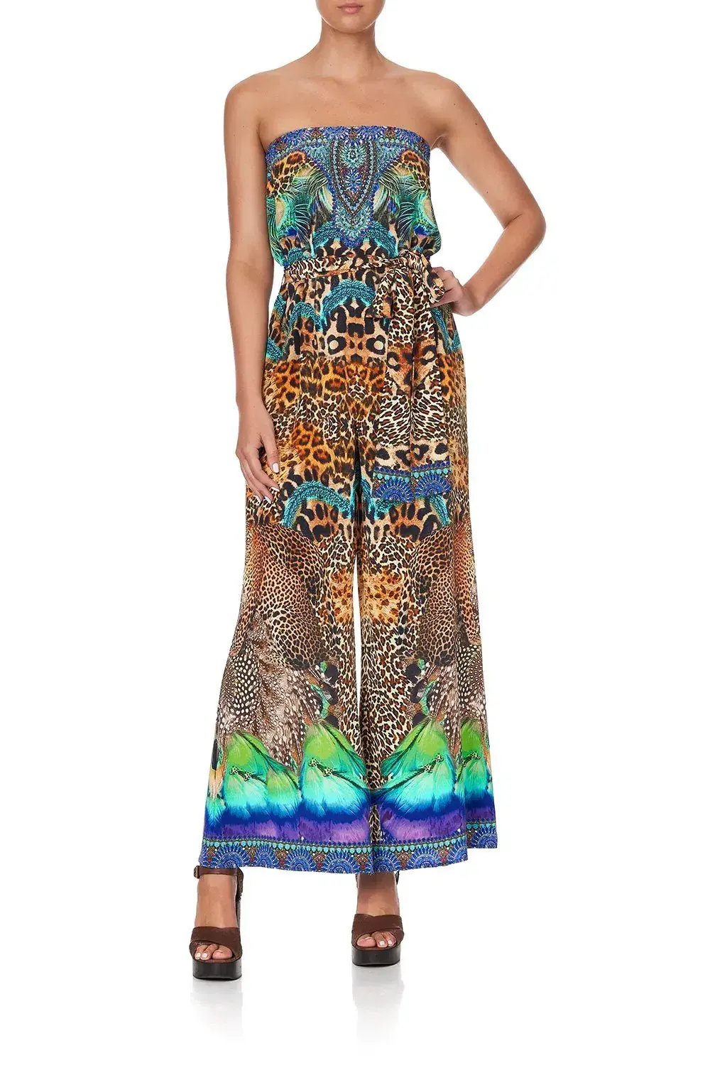 Camilla Mother Xanadu Tie Waist Strapless Jumpsuit Print Size XL photo 4