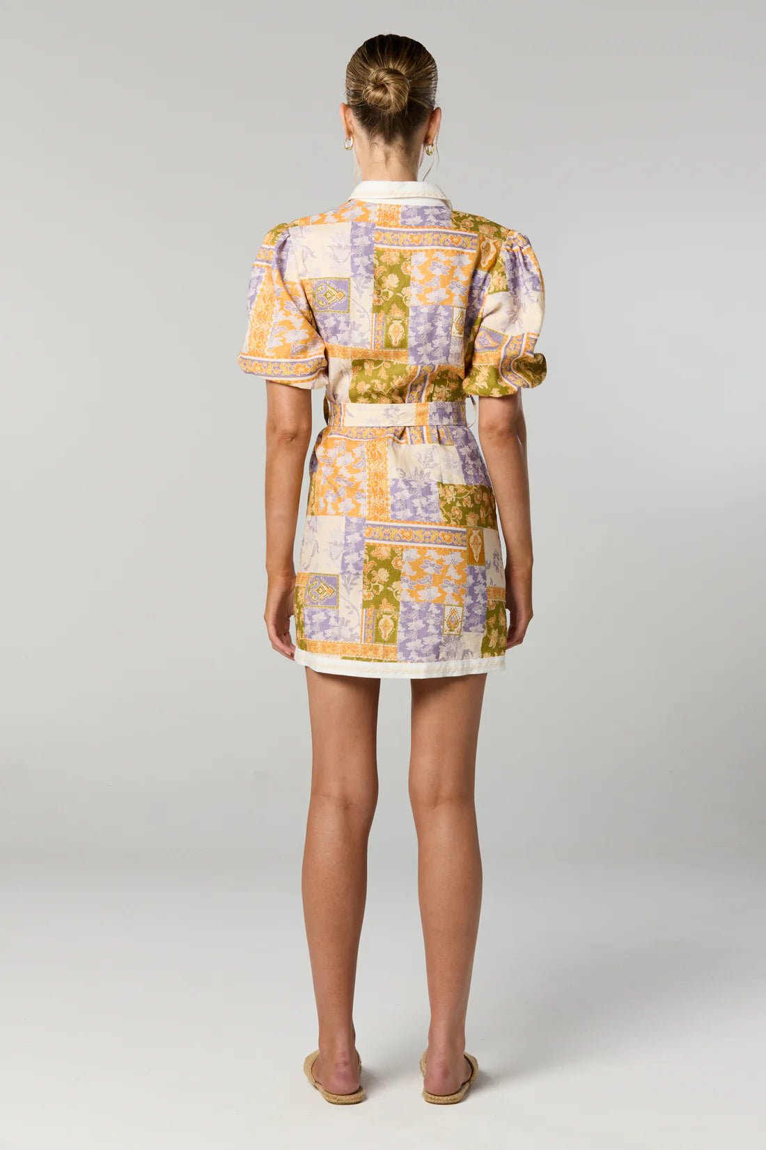 WINONA BILLIE BUTTON UP SHORT DRESS - PATCHWORK FLORAL photo 3