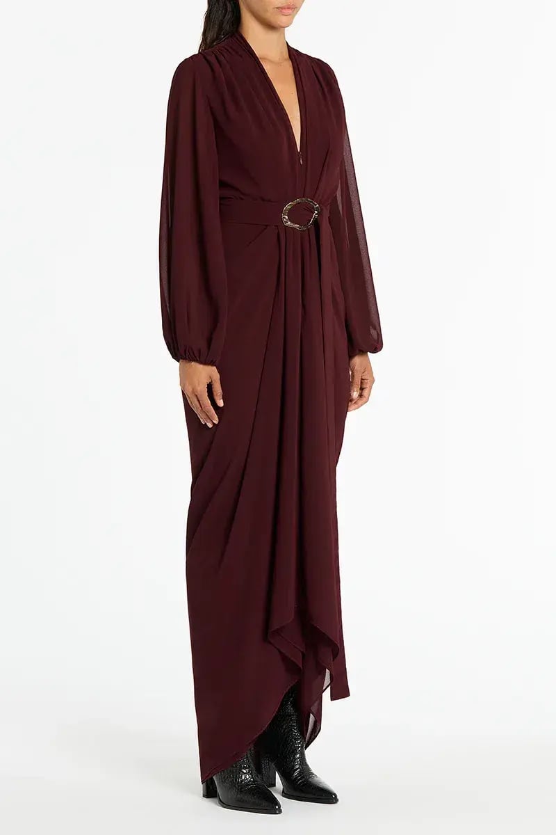Carla Zampatti Waterfall Dress in Merlot Size 8 photo 2