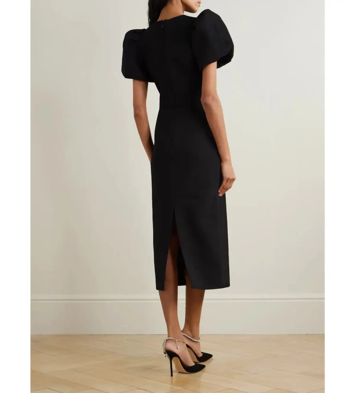 Rebecca Vallance Eliana Puff Sleeve Midi Dress Black Size 10 photo 2