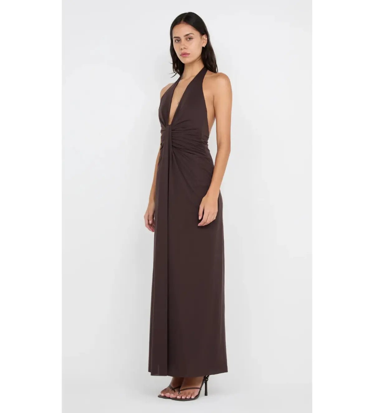 Bec & Bridge Tillie Drape Maxi Dress Dark Chocolate Size AU 6 photo 2