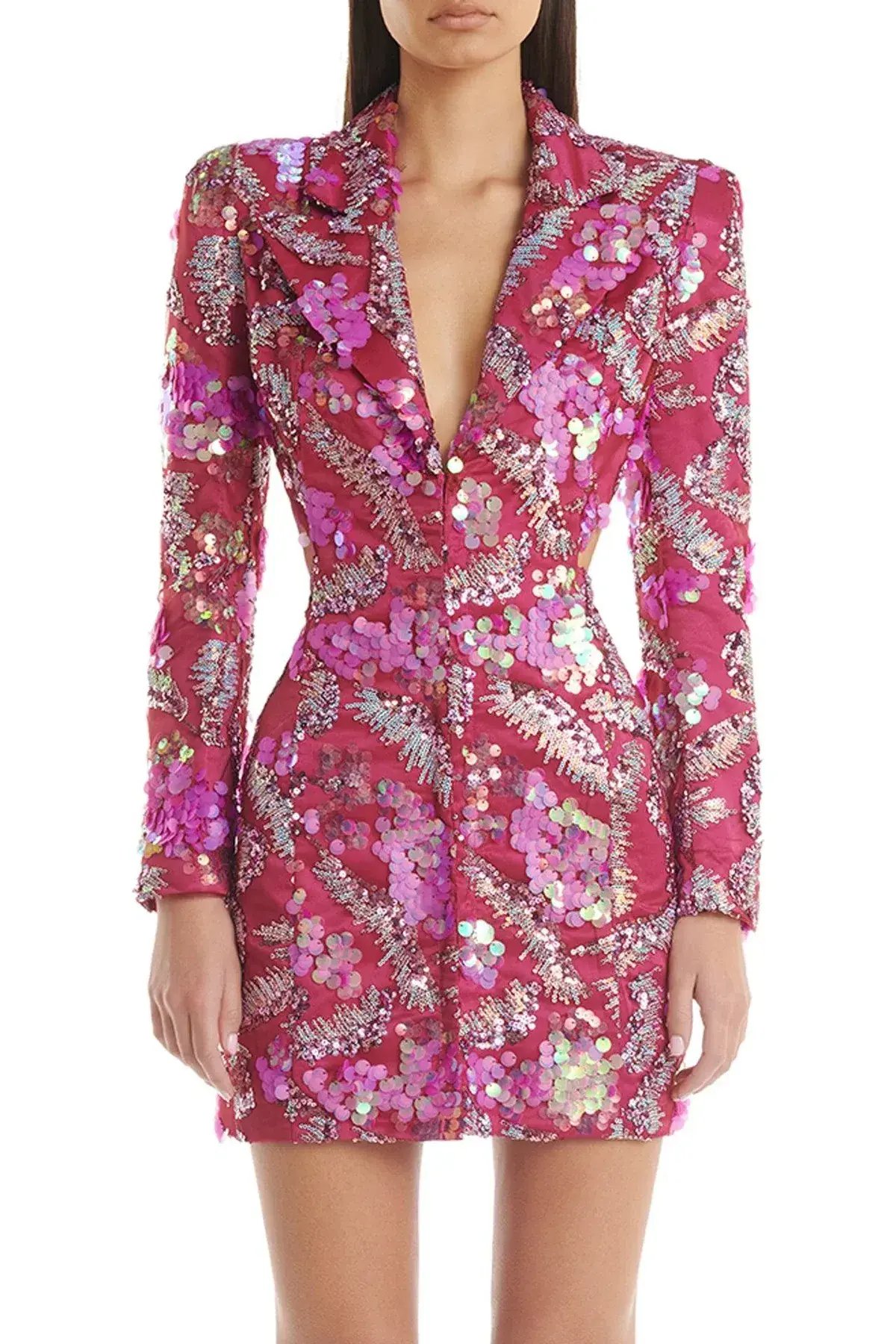 Eliya The Label Erica Mini Blazer Dress Pink Sequin Size XL / AU 14 photo 2