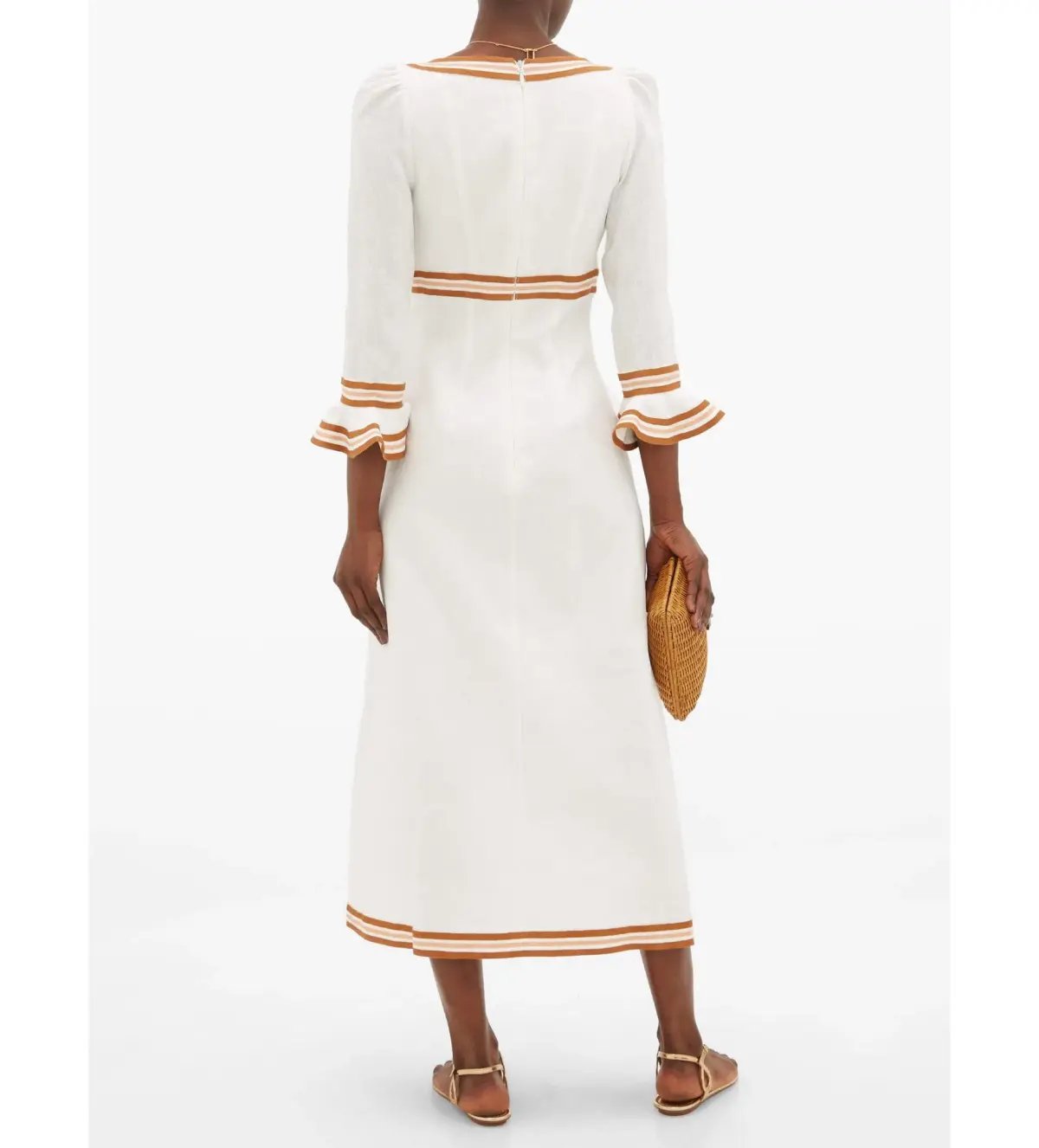 Zimmermann Super Eight Ribbon Midi Dress Ivory Size 1/Au 10 photo 2