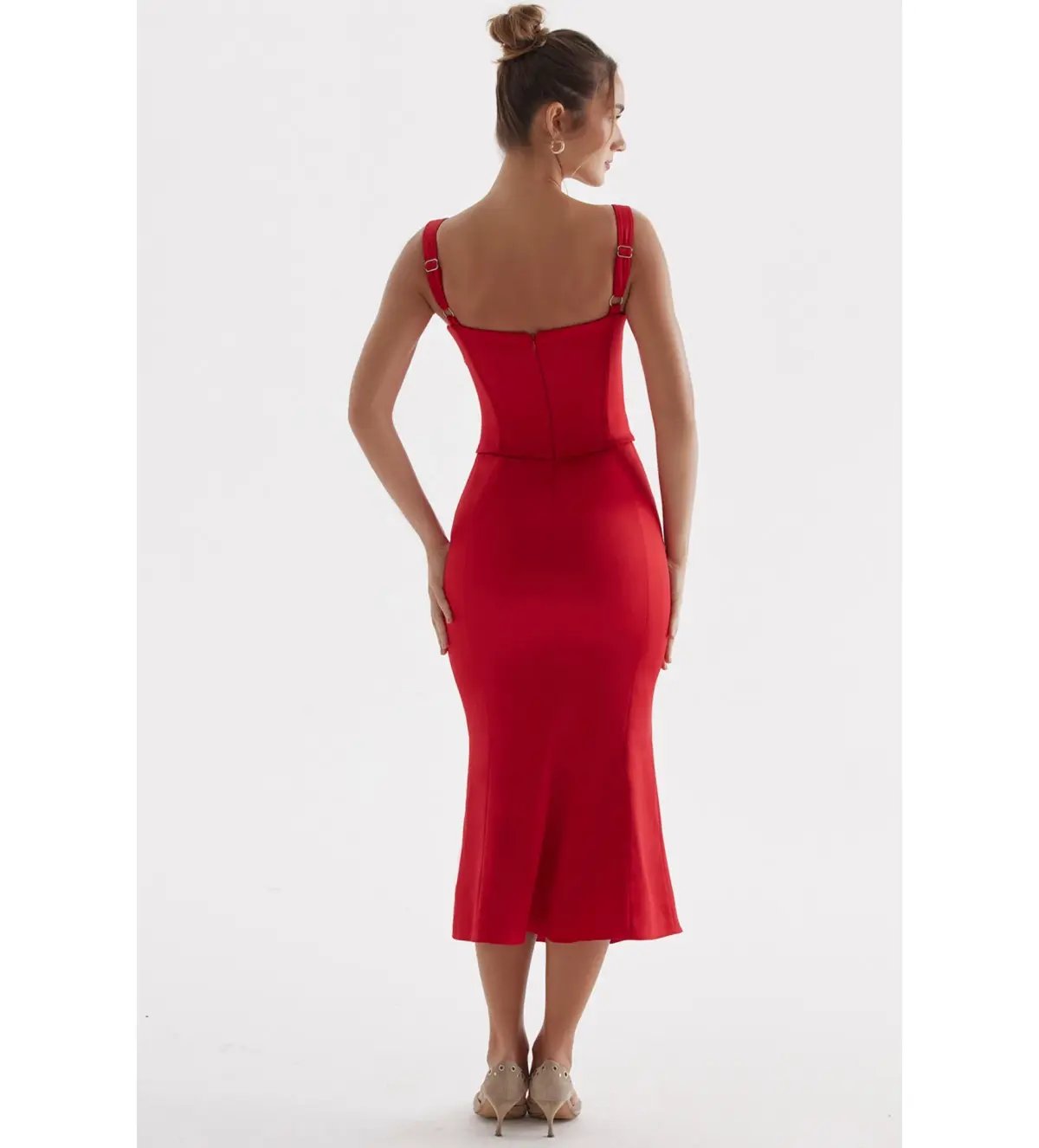 House Of Cb Valencia Corset Dress Red Rose Size 12 photo 3
