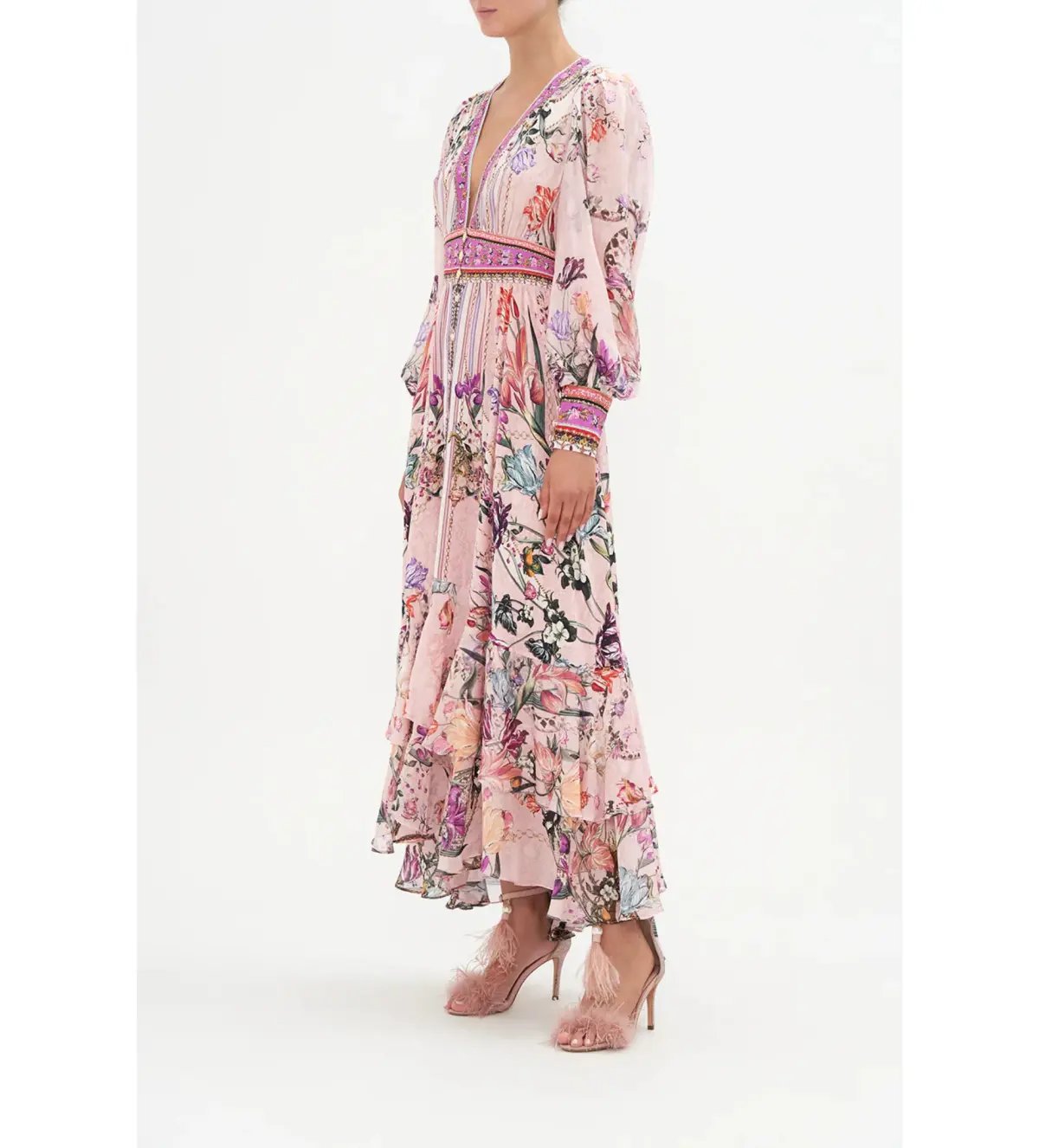 Camilla Long Button Front Dress Mad As A Snake Pink Size S / AU 10 photo 2