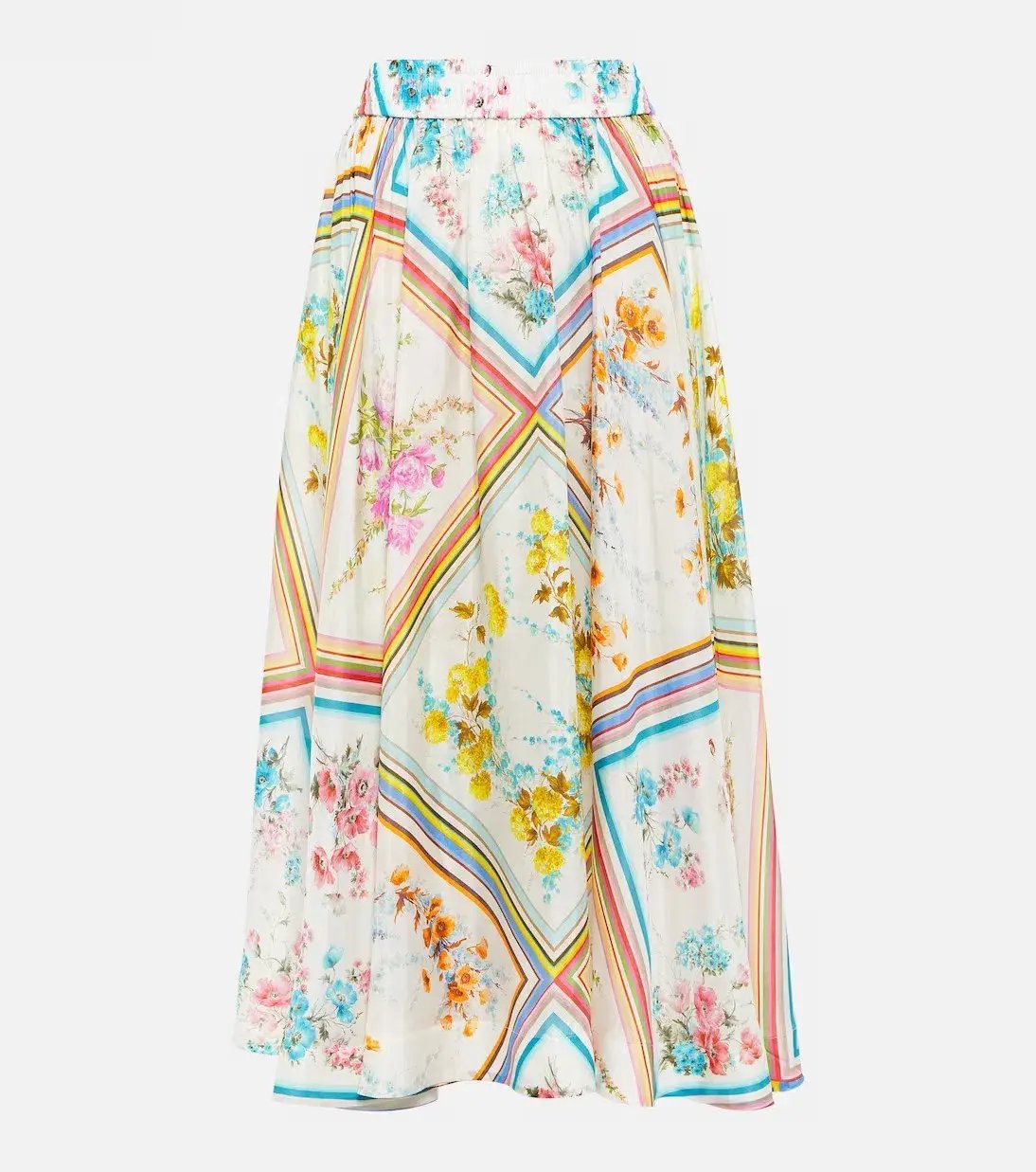 Zimmermann Halcyon Swing Skirt Multi Print Size 0/ AU 8 photo 3
