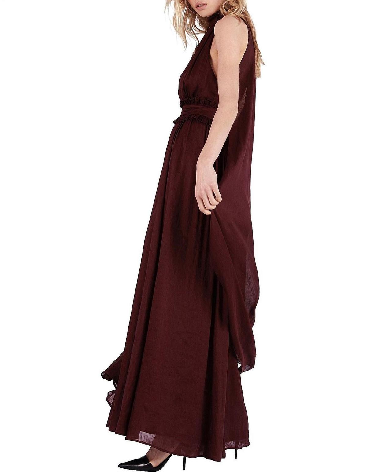 Aje Georgia Maxi Dress Burgundy Size 6 photo 2