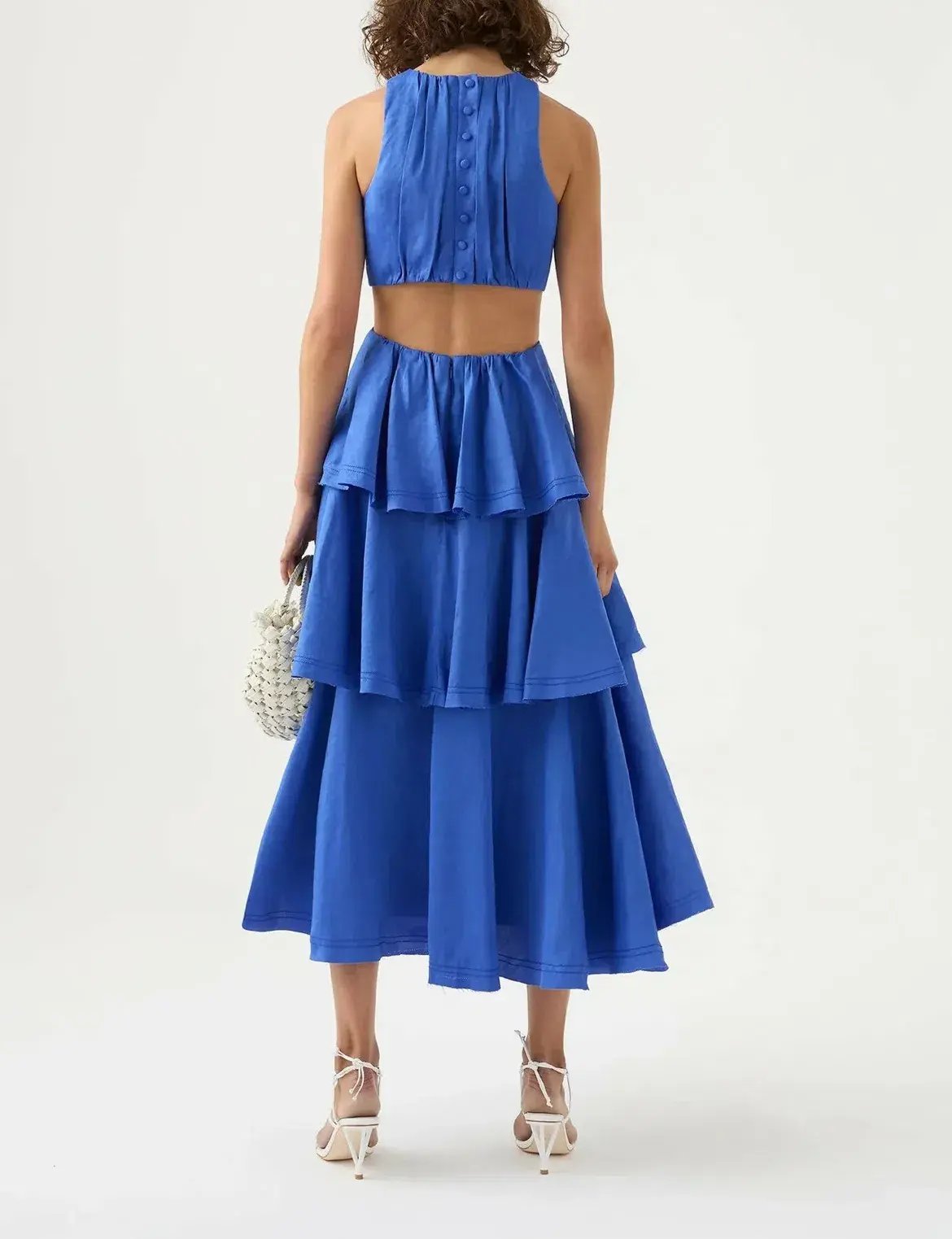 Aje Wave Cut Out Ring Midi Dress Marine Blue Size 8 photo 3