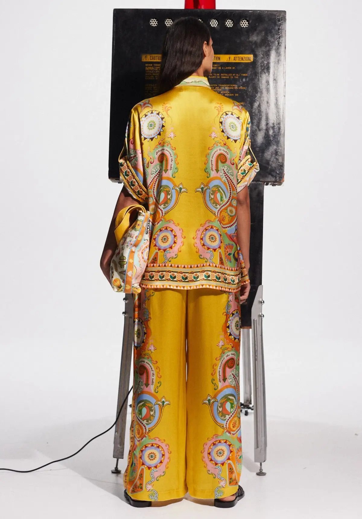 Alemais Pinball Silk Shirt and Pants Yellow Multi Size AU 16 photo 2