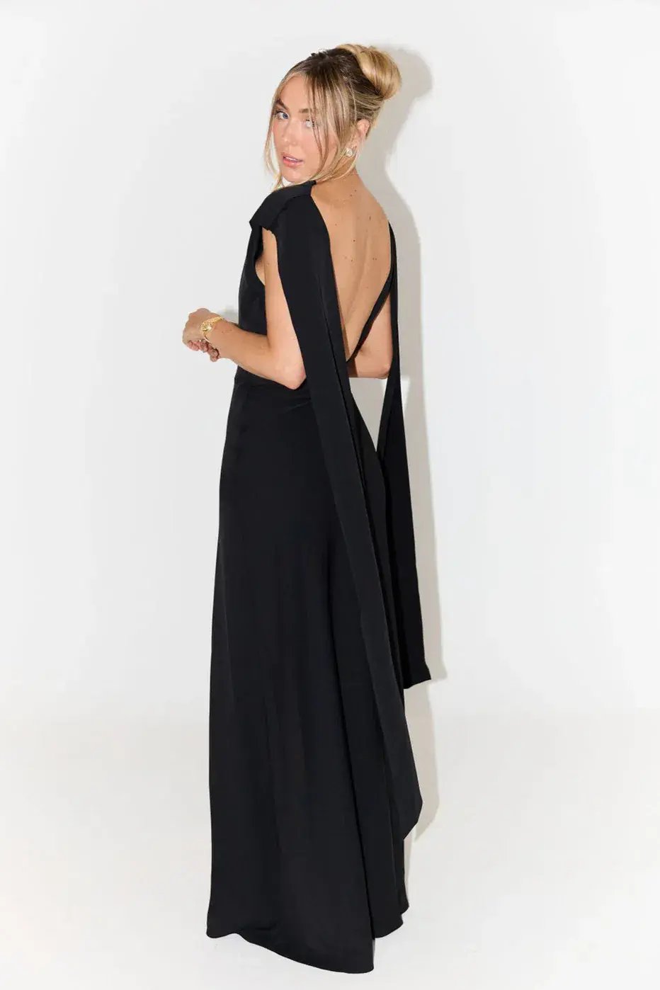 Odd Muse The Ultimate Muse Drape Back Maxi Dress in Black Size 10 photo 2