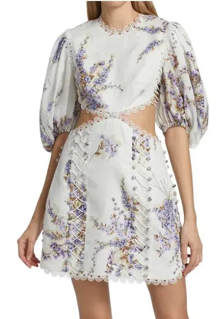 Zimmermann Jude Cut Out Mini Dress Floral Size 2/ Au 12 photo 2