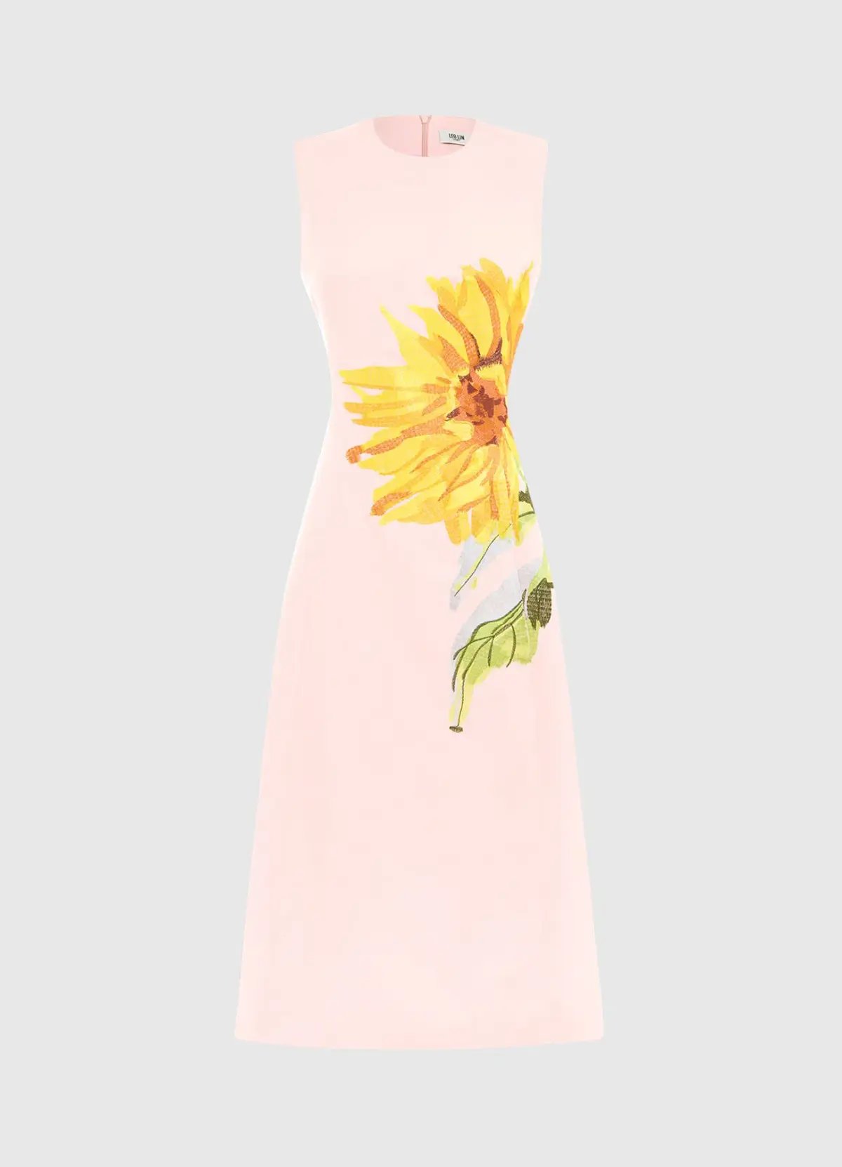 Leo Lin Cleo Sleeveless Midi Dress Sunflower Print in Pink Size 10 photo 2