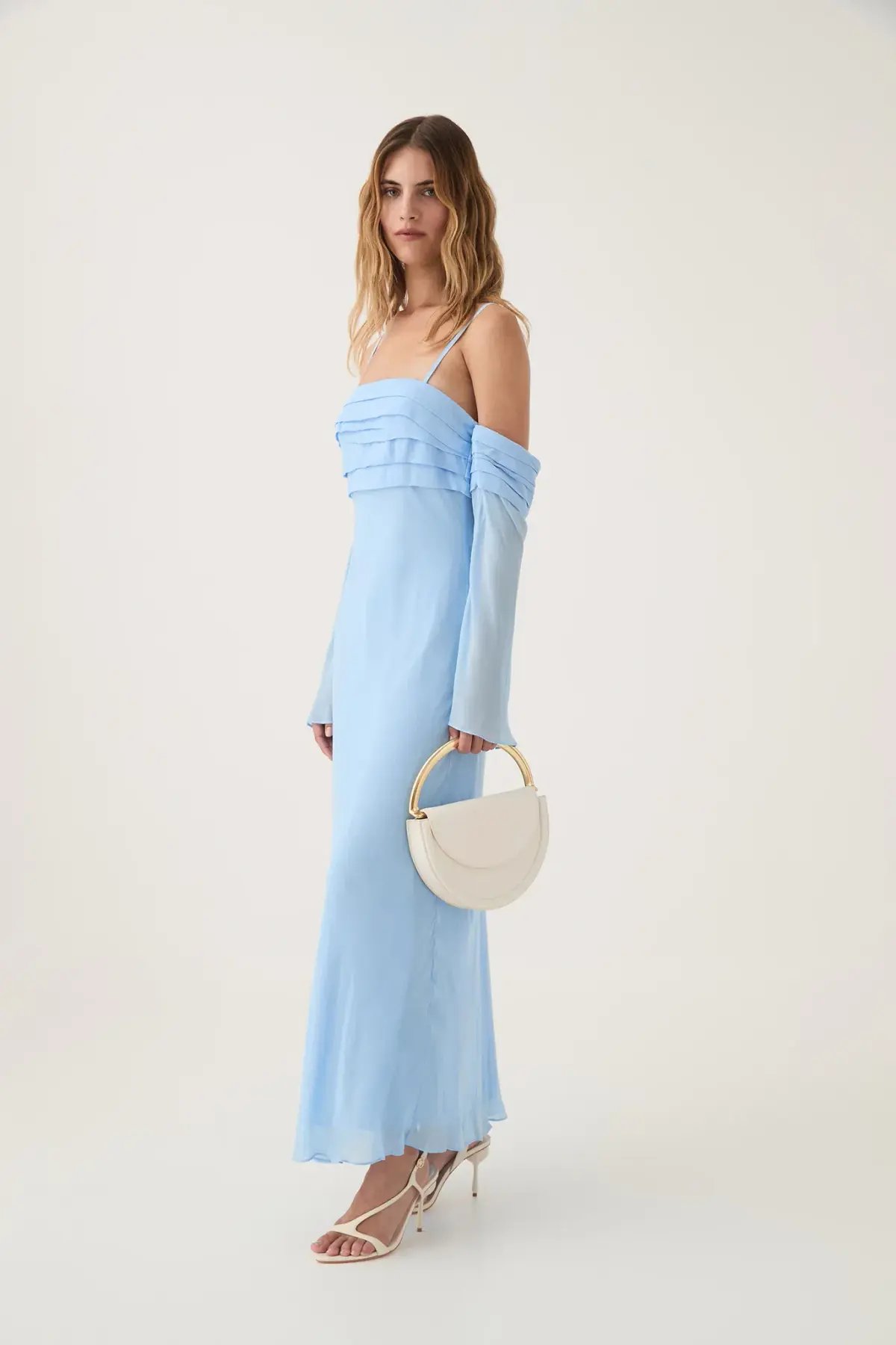 Aje Minette Chiffon Midi Dress in Powder Blue Size AU 4 photo 2