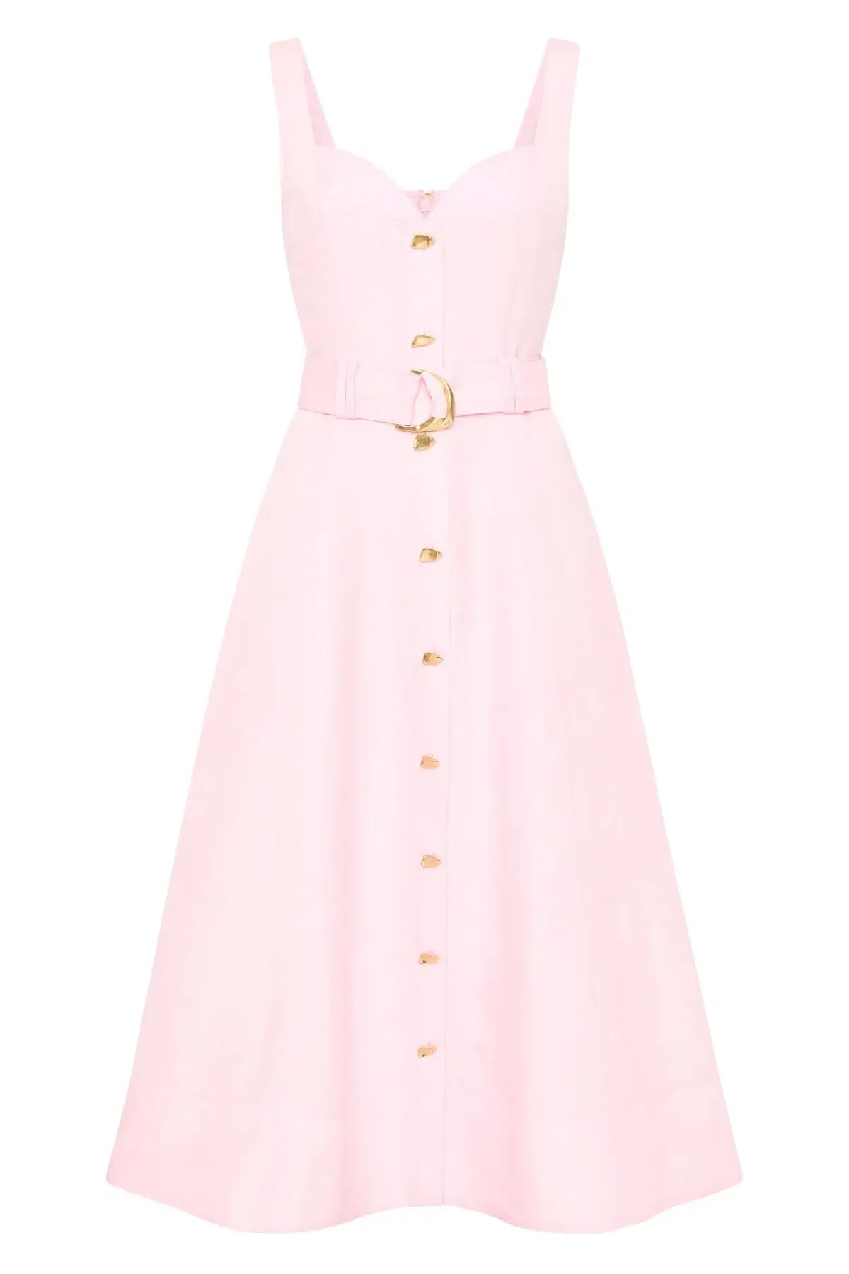 Aje Clay Belted Midi Dress Pastel Pink Size 6 photo 4
