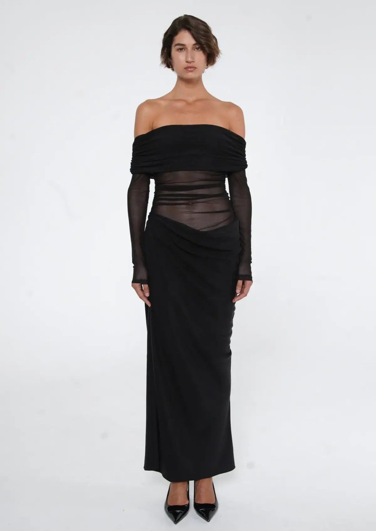 Benni Yasmin Off-Shoulder Maxi Dress Black Size 8 photo 2