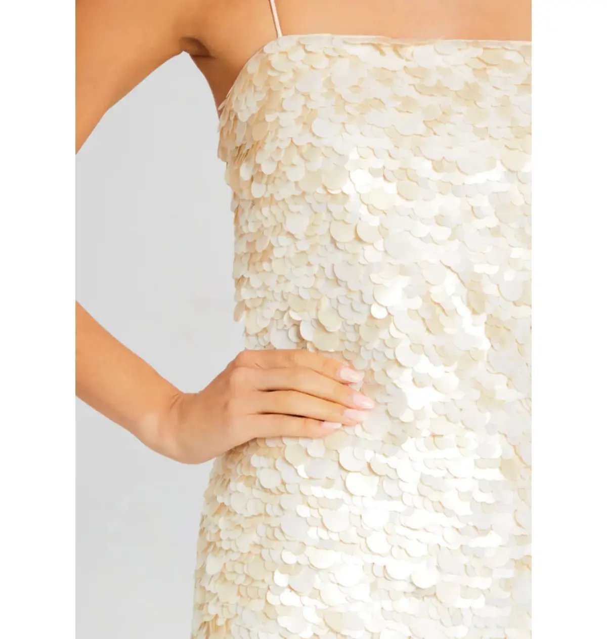 Retrofete Eleanora Sequin Dress Beige/White Side XS / AU 6 photo 2