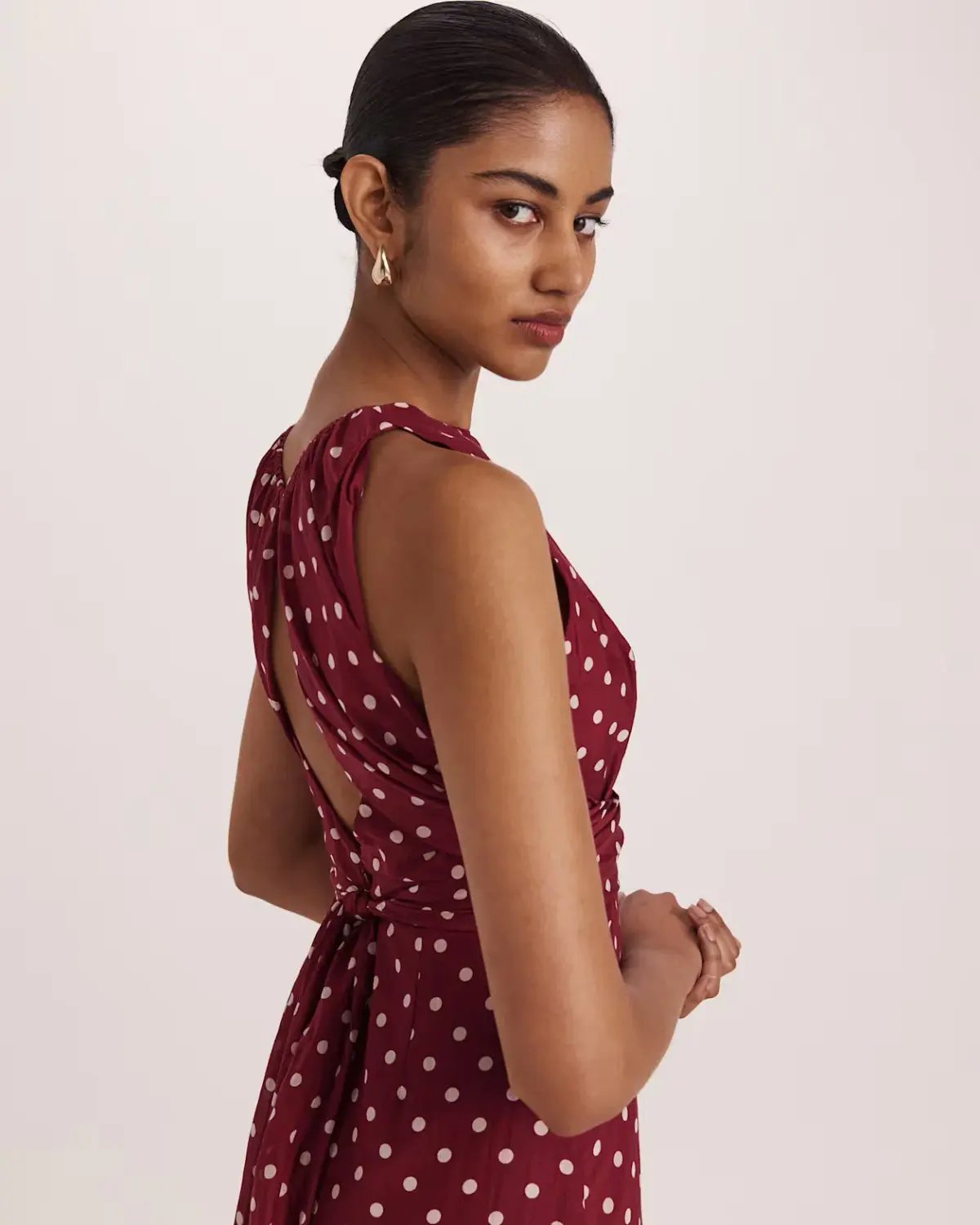 Saba Tilda Silk Cotton Maxi Dress Burgundy Size 8 photo 3