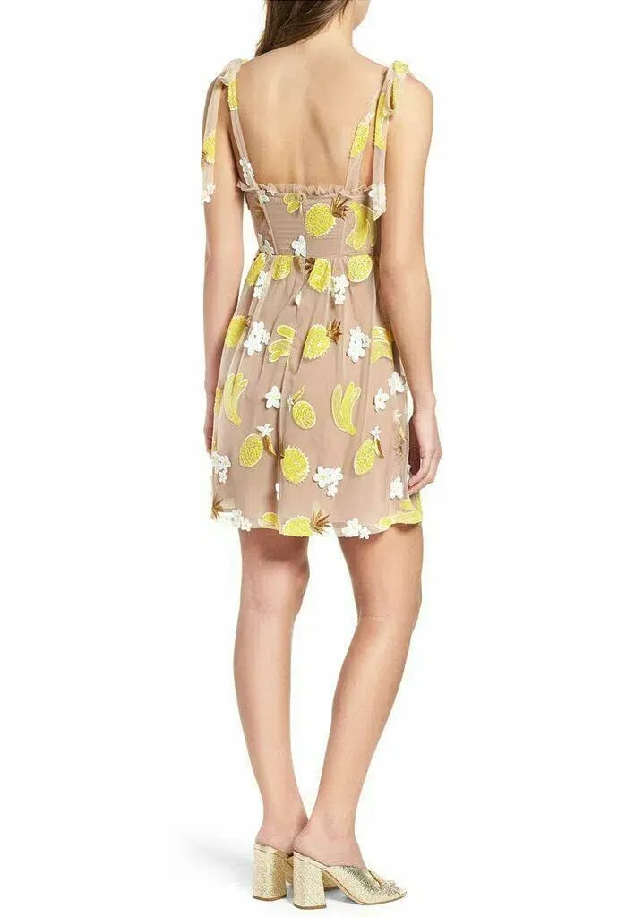For Love & Lemons Fruit Punch Mini Dress Sequin Print Size 12 photo 2