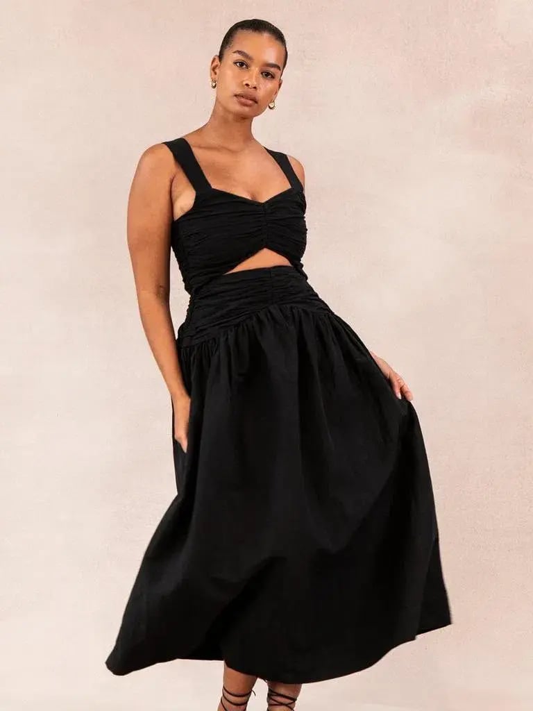 Posse Sofia Midi Dress Black Size 10 photo 4