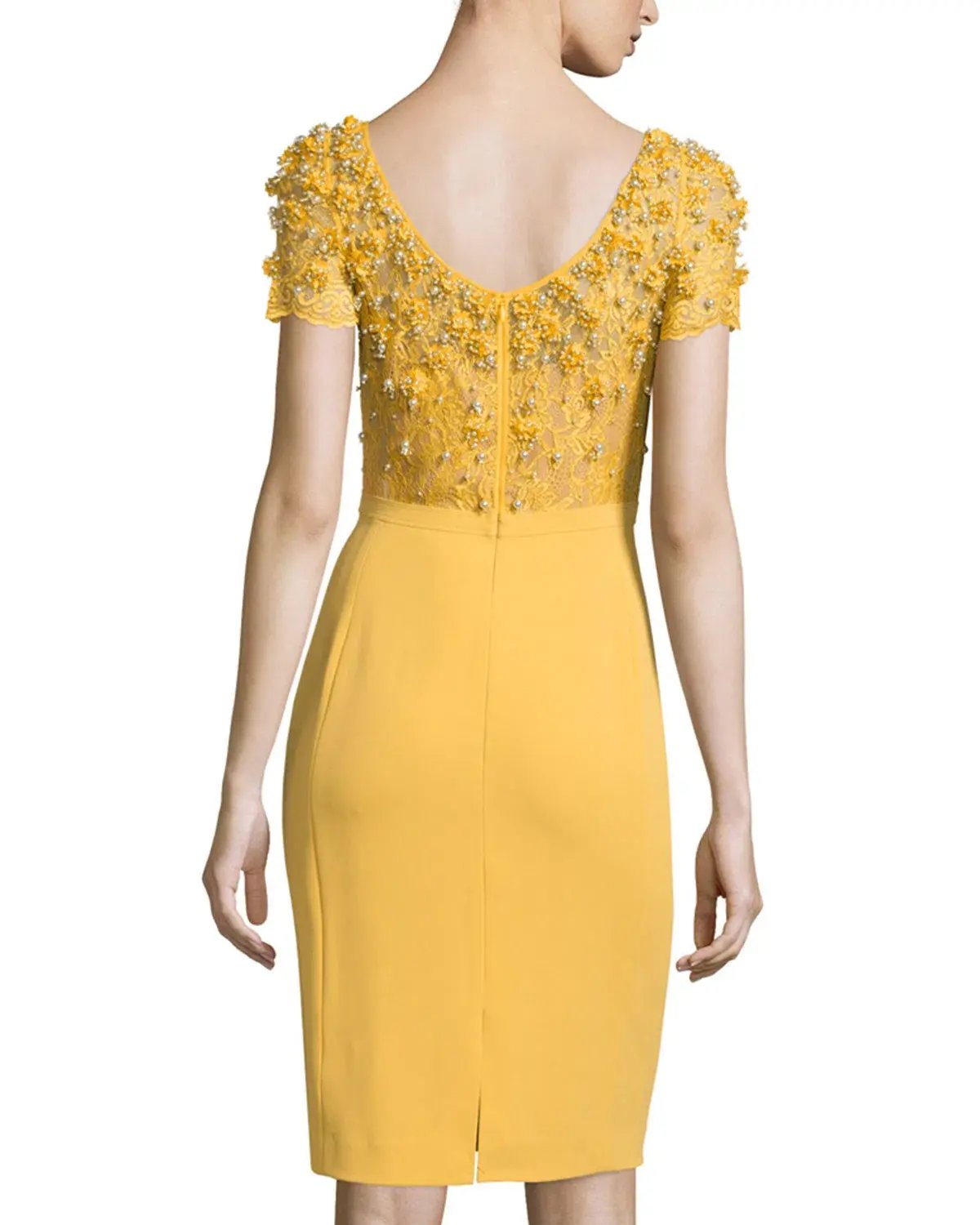 Jenny Packham Embellished Bodice Cocktail Dress Yellow Size 12 photo 2