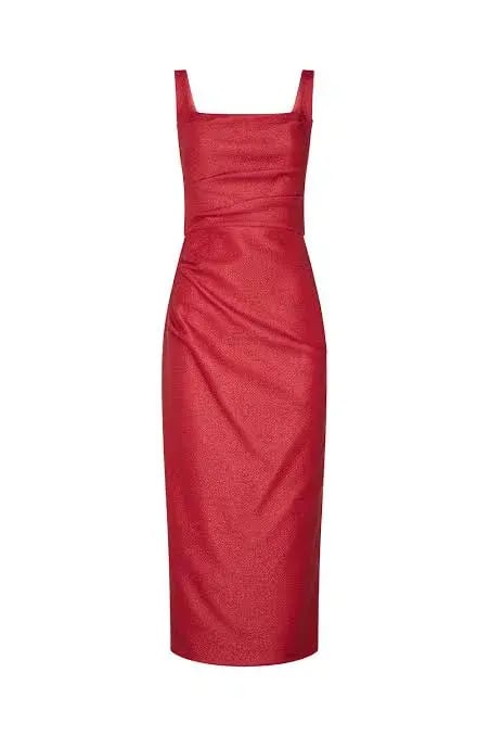 Manning Cartell Love Blossoms Raffia Midi Dress In Red Size 10 photo 4
