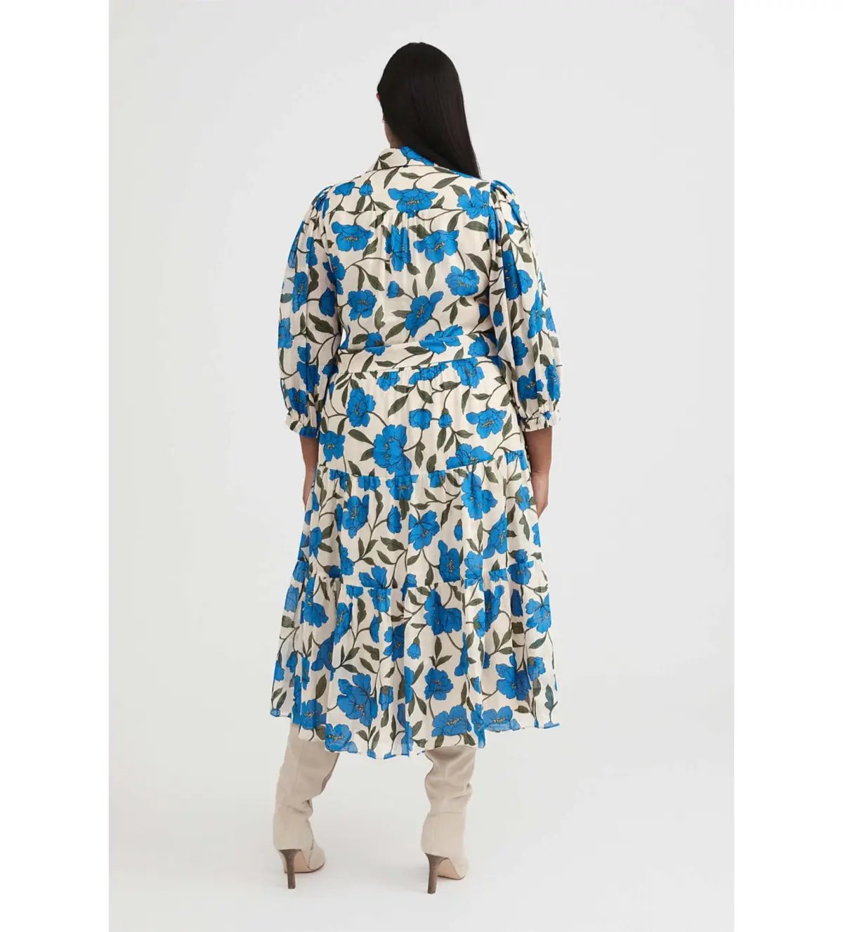 Witchery Blue Violet Silk Linen Shirt Midi Dress Lapis Size 8 photo 4