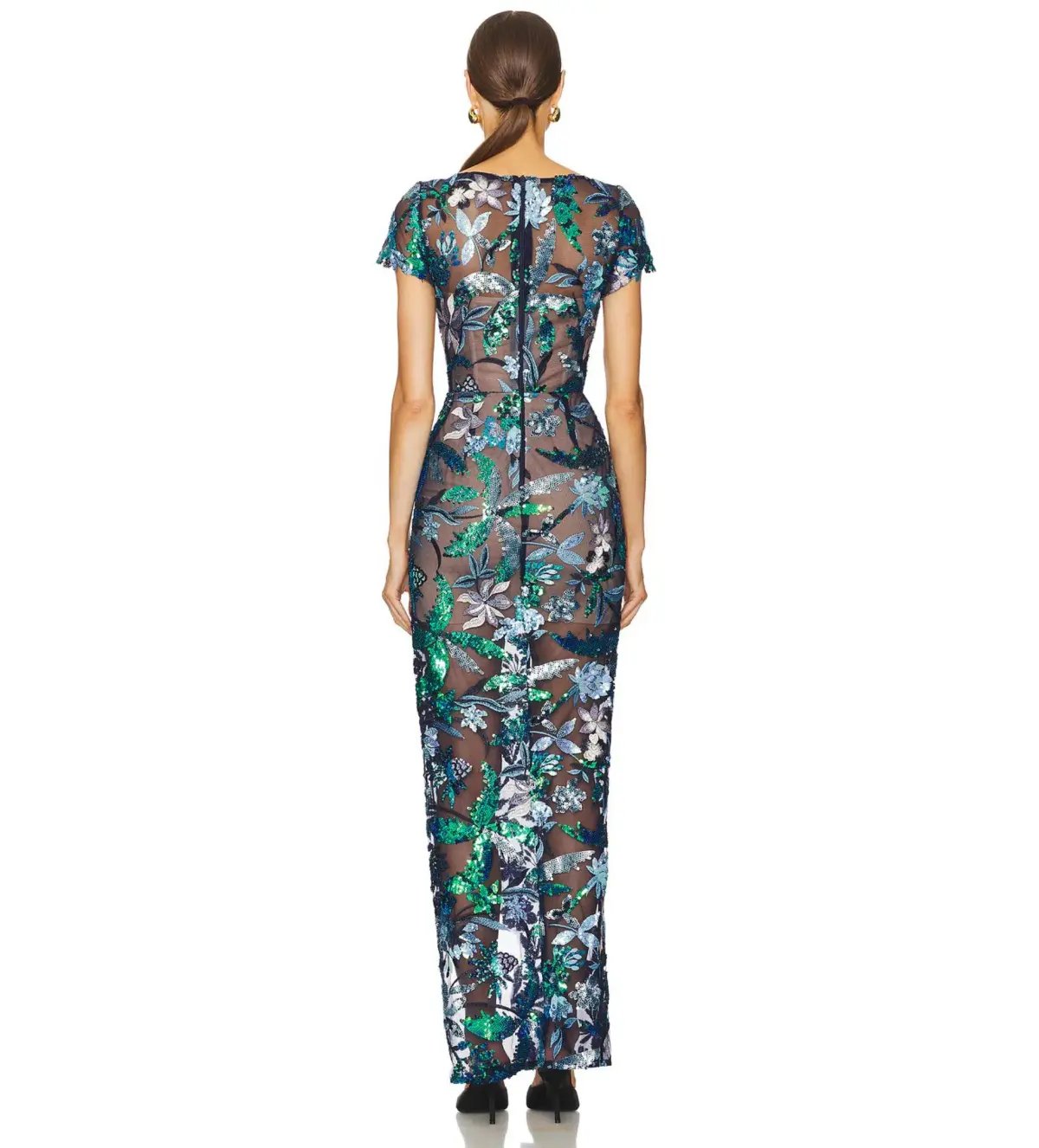 Bronx and Banco Zinna Embroidered Gown Navy Multi Size M/AU 10 photo 3