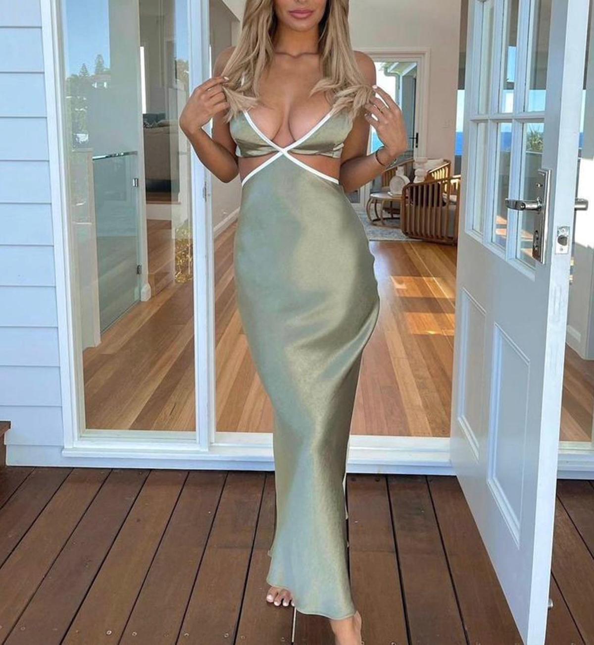 Bec and Bridge Veronique Maxi Dress Sage Green Size 6 photo 4