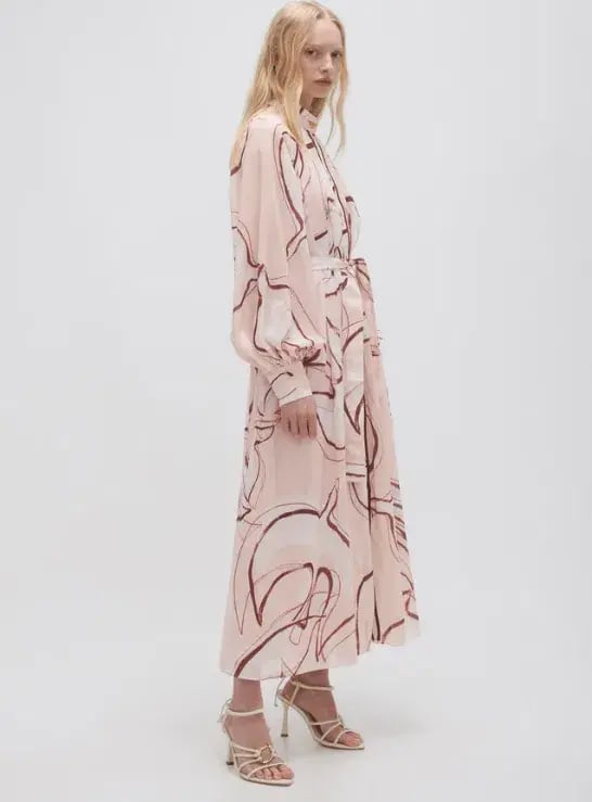 Aje Beatrice Pleated Midi Dress Print Size 10 photo 4