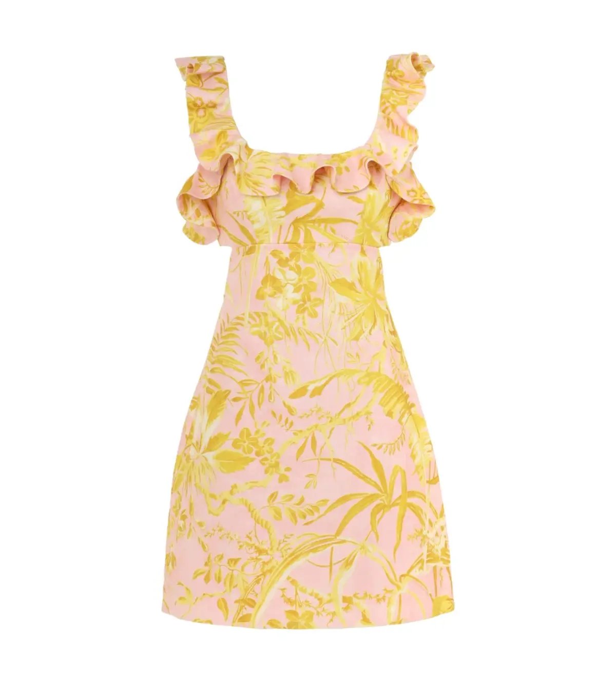Zimmermann The Golden Ruffle Mini Dress in Pink/Gold Floral Size 2 / AU 12 photo 3