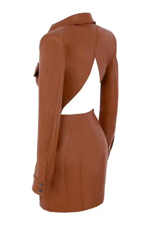 House of CB Crystal Backless Blazer Mini Dress Tan Size S / Au 8 photo 5