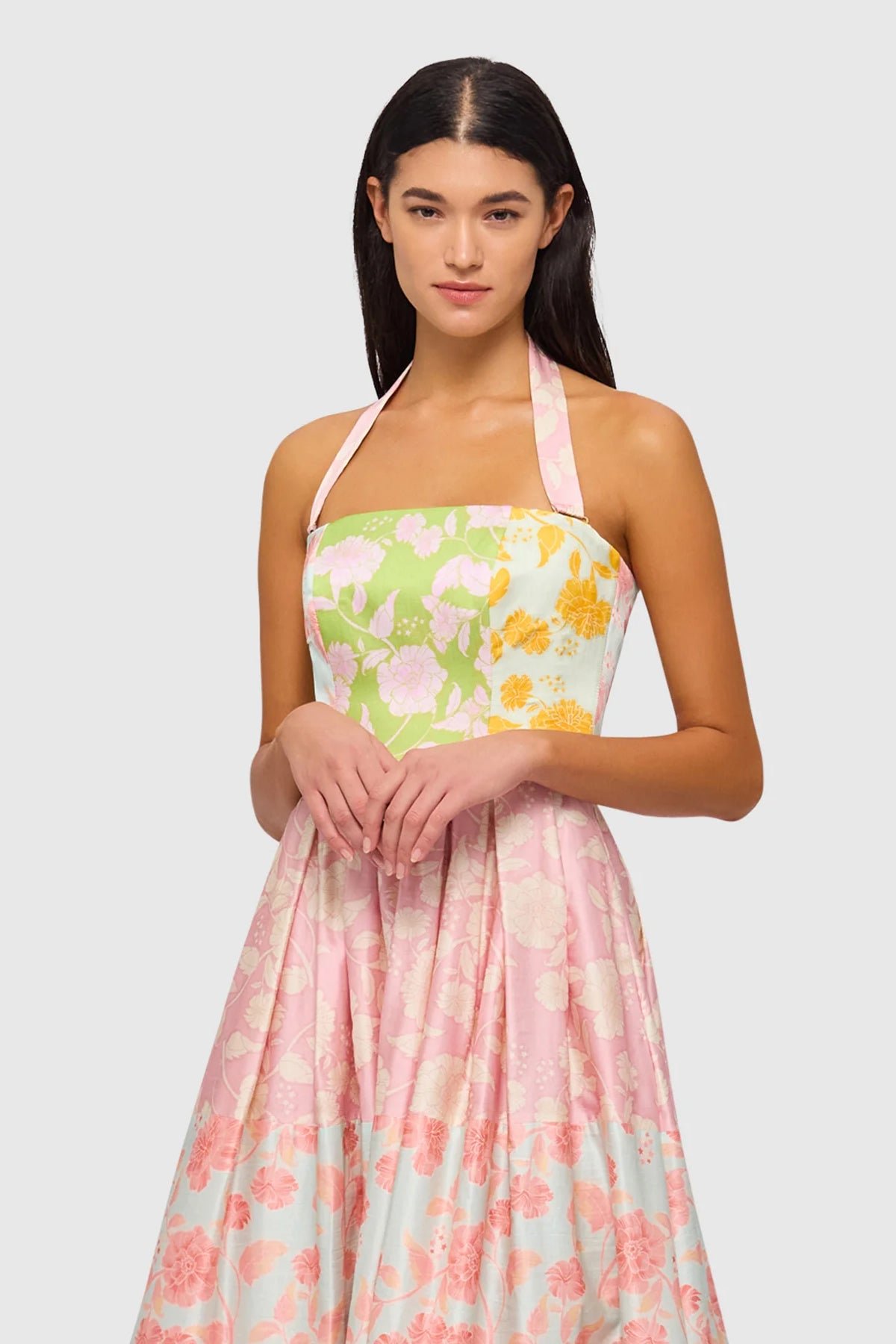 LEO LIN ANA HALTERNECK MAXI DRESS - ANEMONE SPLICE PRINT photo 2