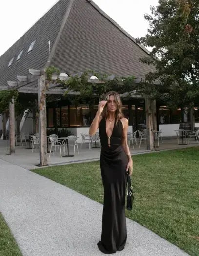 MISHA Celine Satin Maxi Brown size 10 photo 3