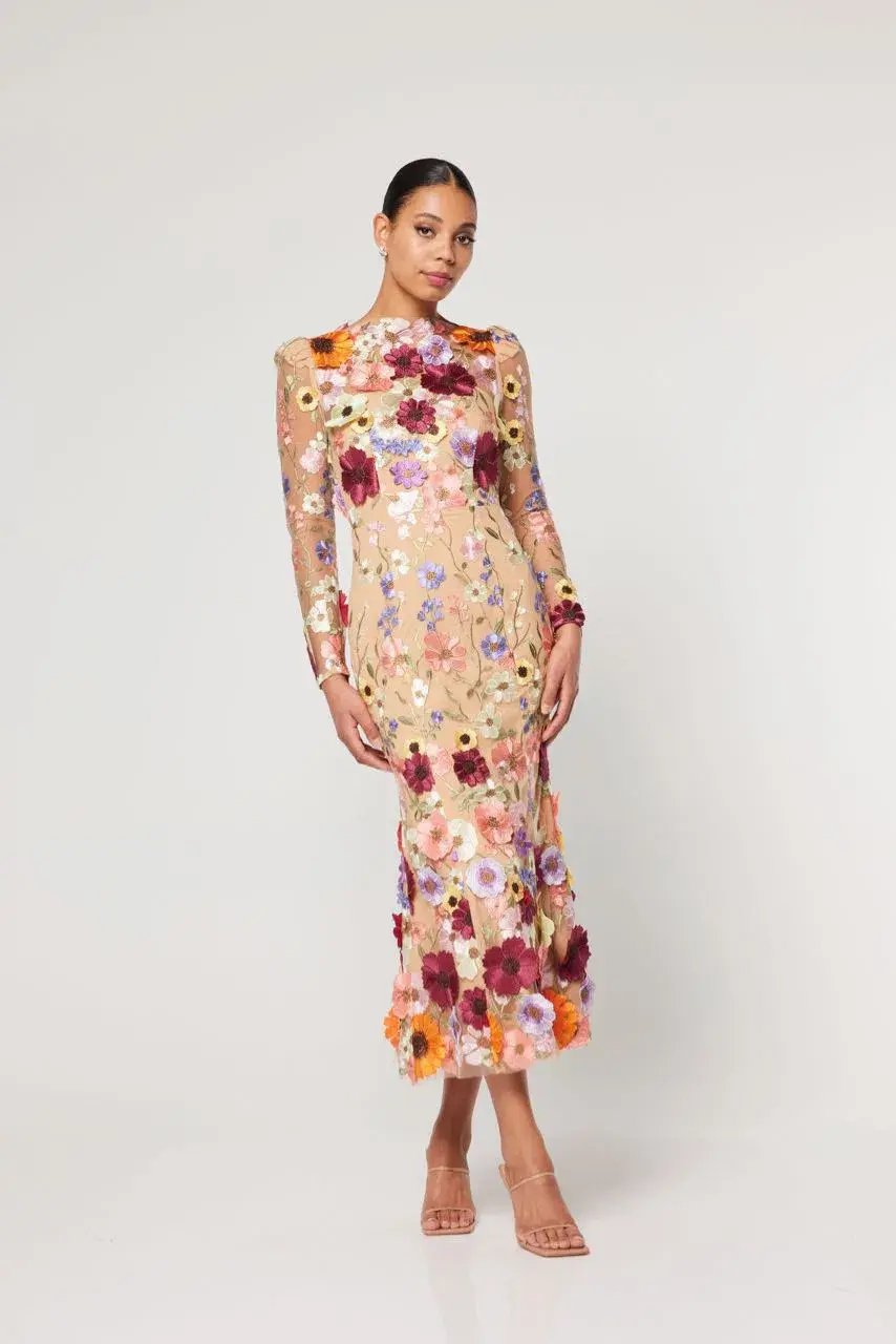 Elliatt Shannon Dress Multi Floral Applique Size S/ AU 8 photo 2