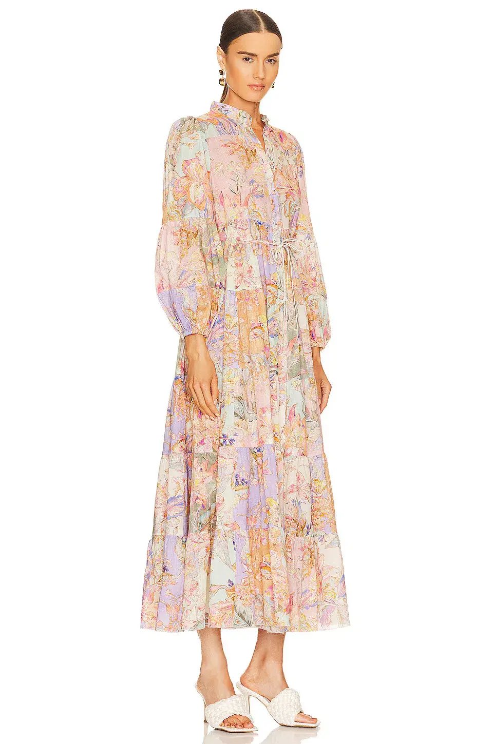 Zimmermann Cira Tiered Shirt Dress Patch Multi Floral Size 0 / AU 8 photo 2