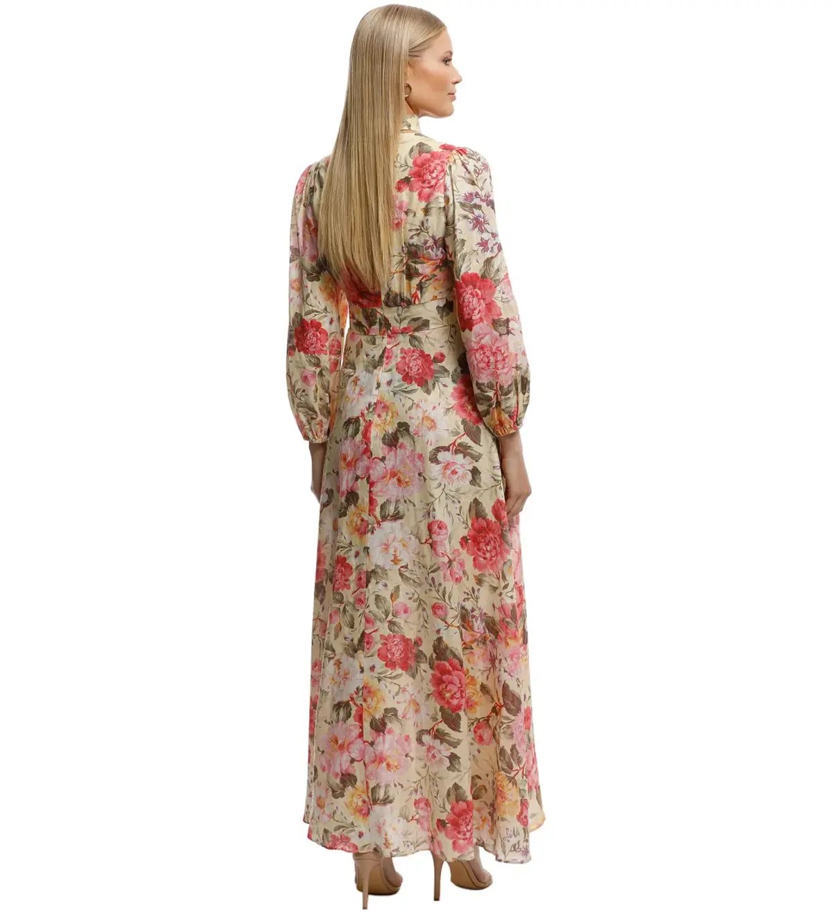Zimmermann Honour Plunge Maxi Dress Lemon Floral Size 0/AU 8 photo 3
