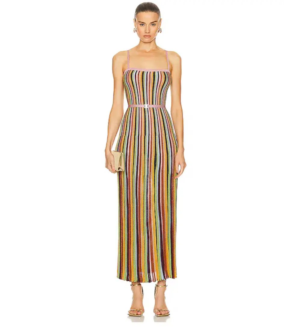 Zimmermann The Alight Stripe Midi Dress in Lurex Multi Size 0/ Au 8 photo 2