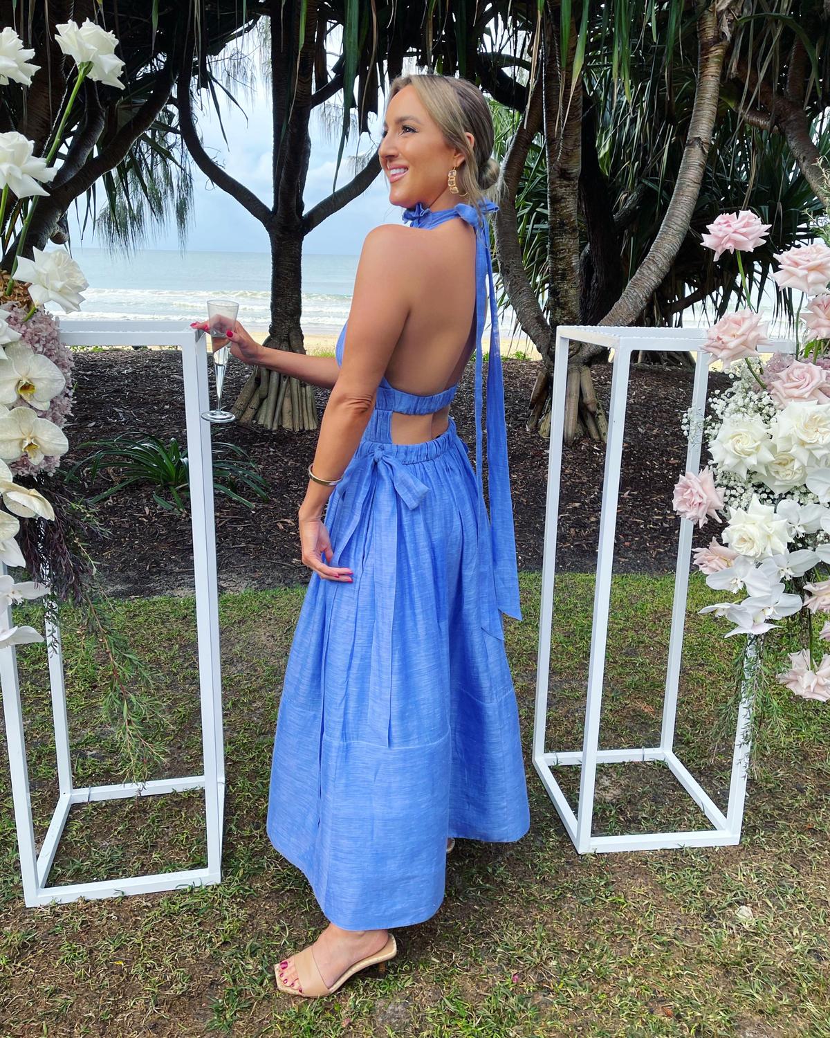 Zimmermann Luminous Halter Gown in Cornflower Size 0 / AU 8 photo 2