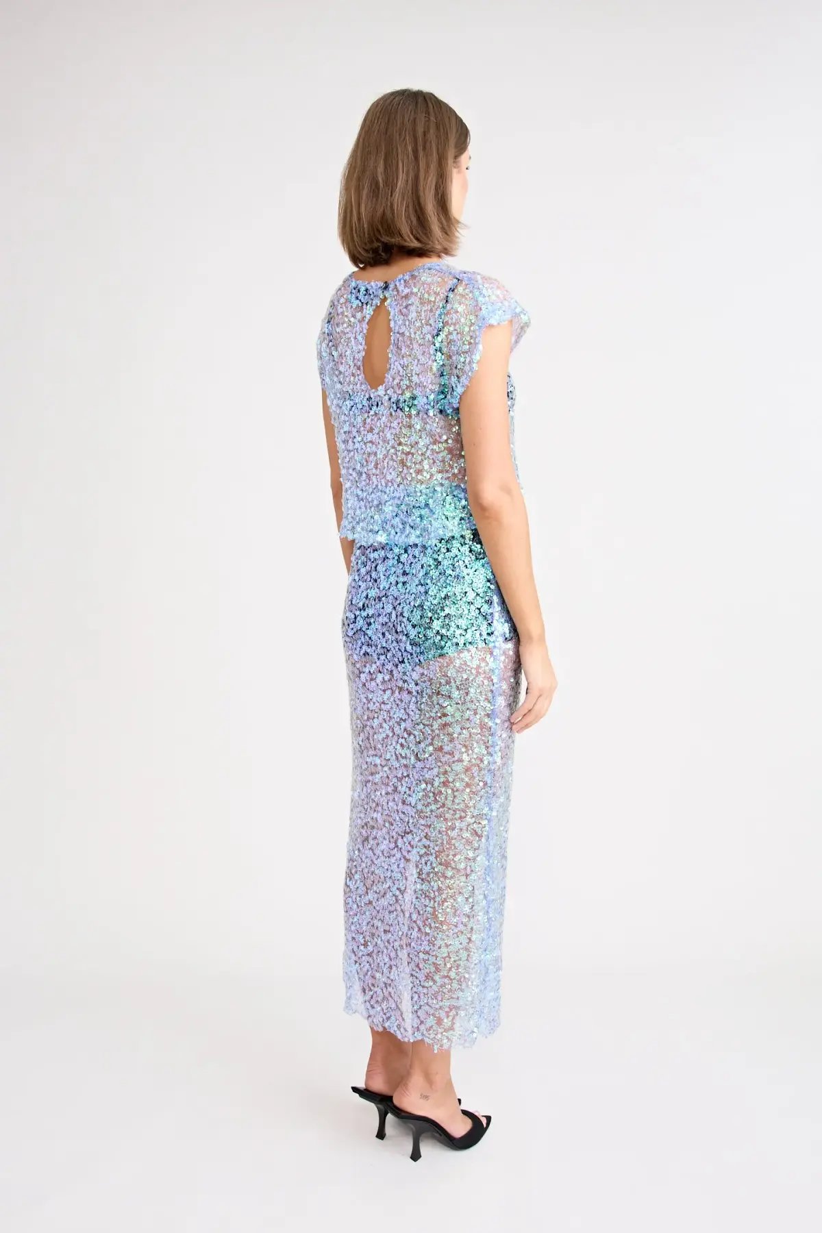 Pfeiffer Delphine Skirt in Aquamarine Sequin Size M / AU 10 photo 4