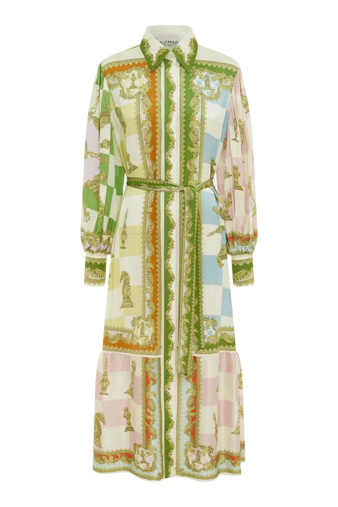 Alemais Checkmate Silk Midi Shirtdress Multi Size 16 photo 6