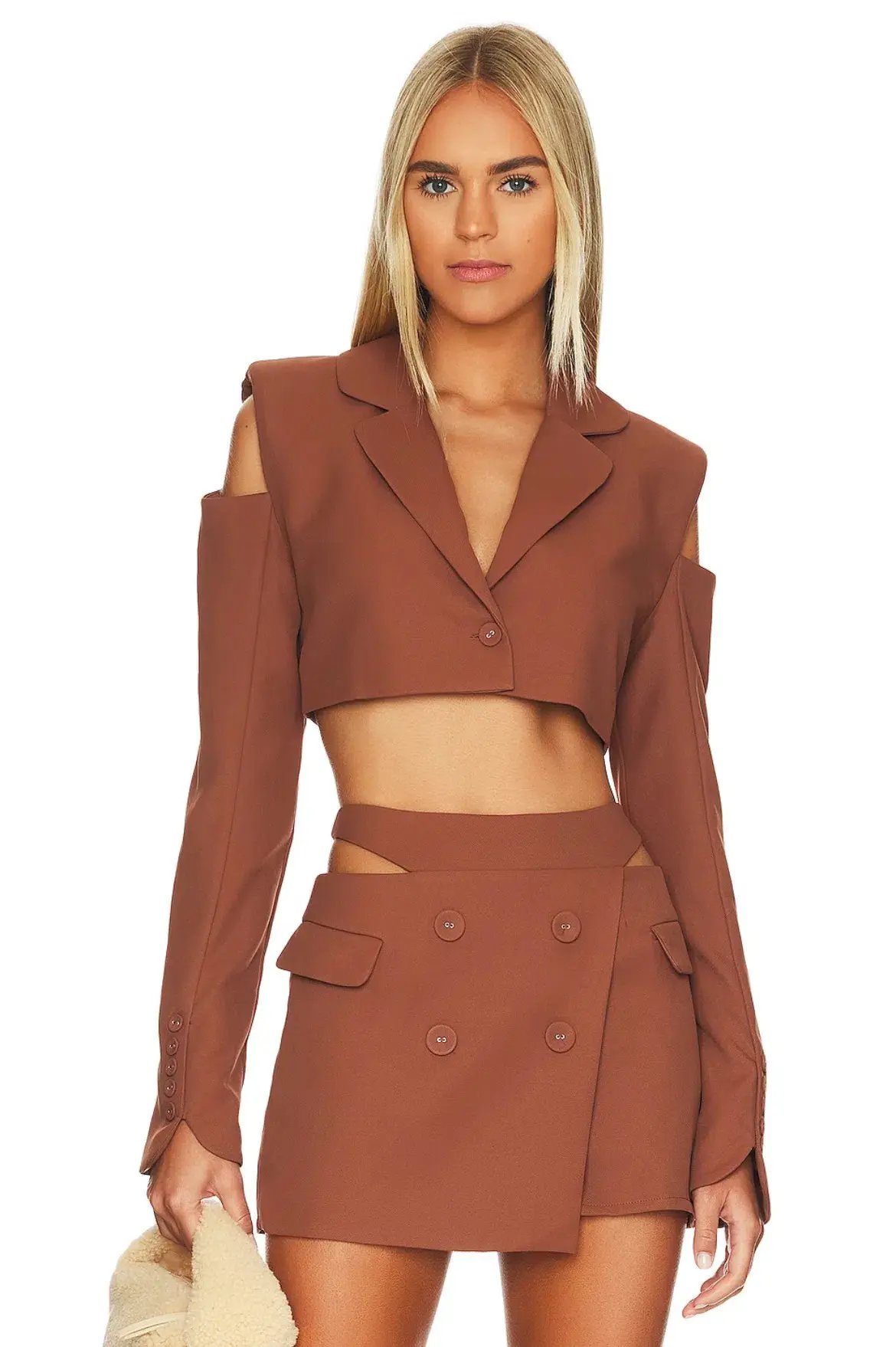 For Love & Lemons Alysa Crop Top and Mini Skirt Set Brown Size S / AU 8 photo 2