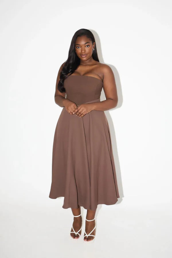 ODD MUSE THE ULTIMATE MUSE STRAPLESS MIDI DRESS - BROWN photo 8