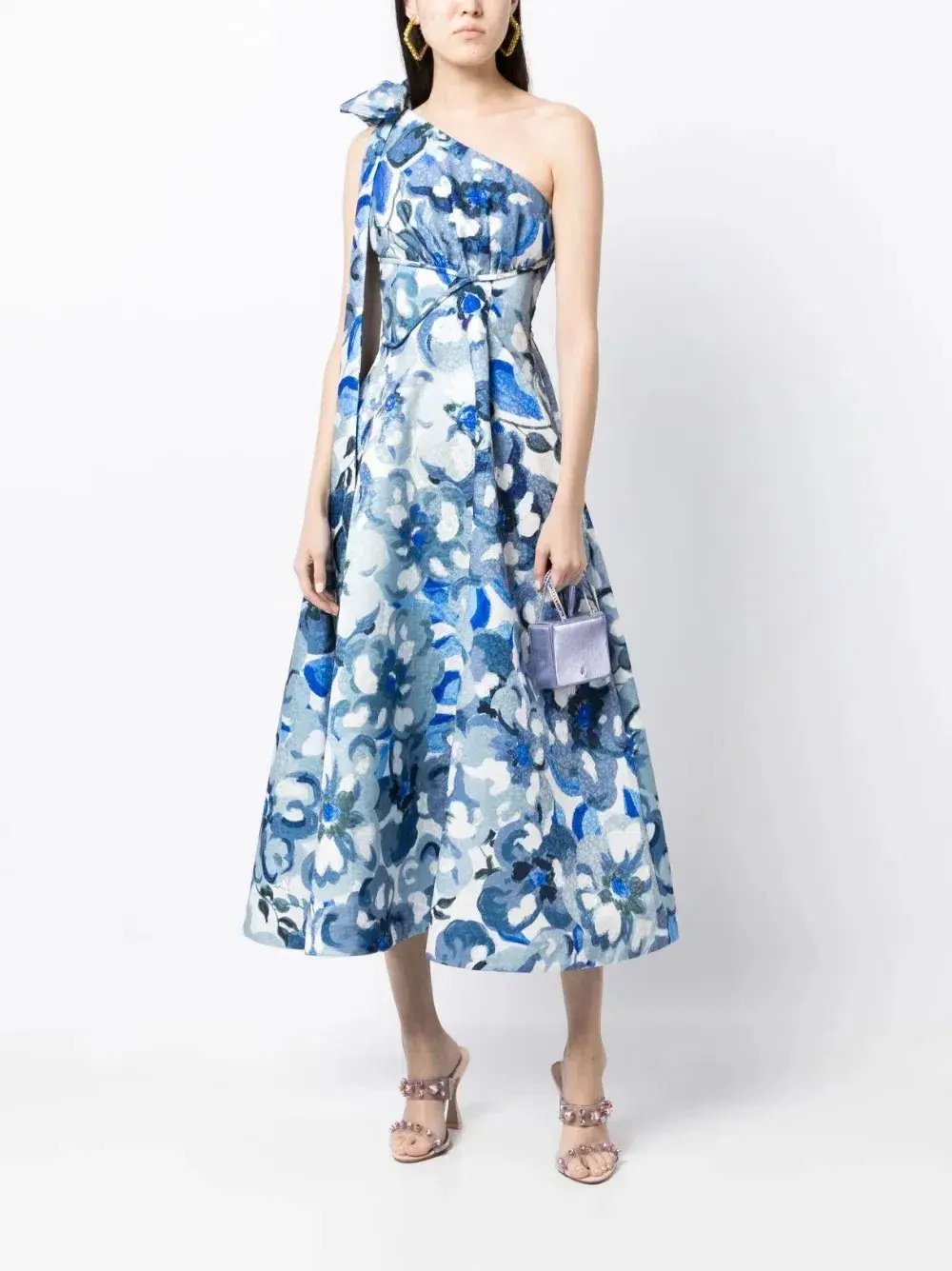 Rachel Gilbert Emiliano Dress Blue Print Size 12 photo 2