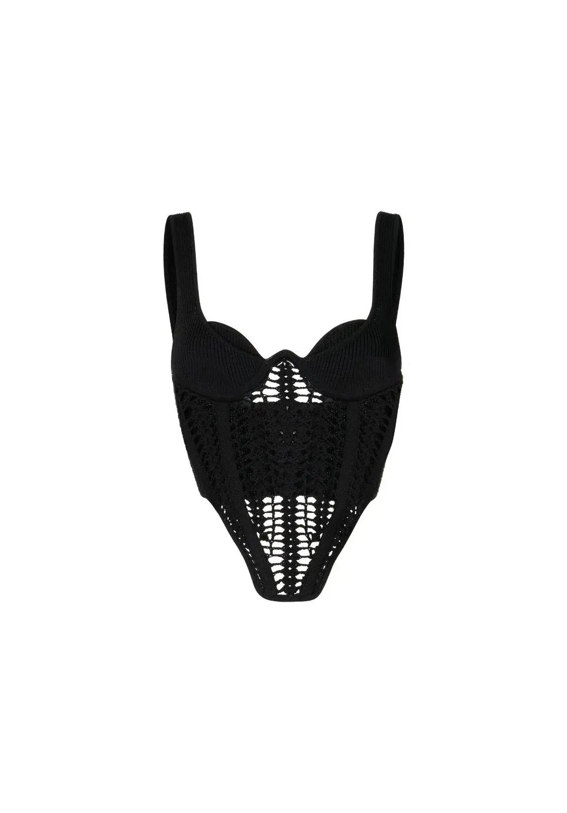 Dion Lee Crochet Knitted Corset Top Black Size 8 photo 4