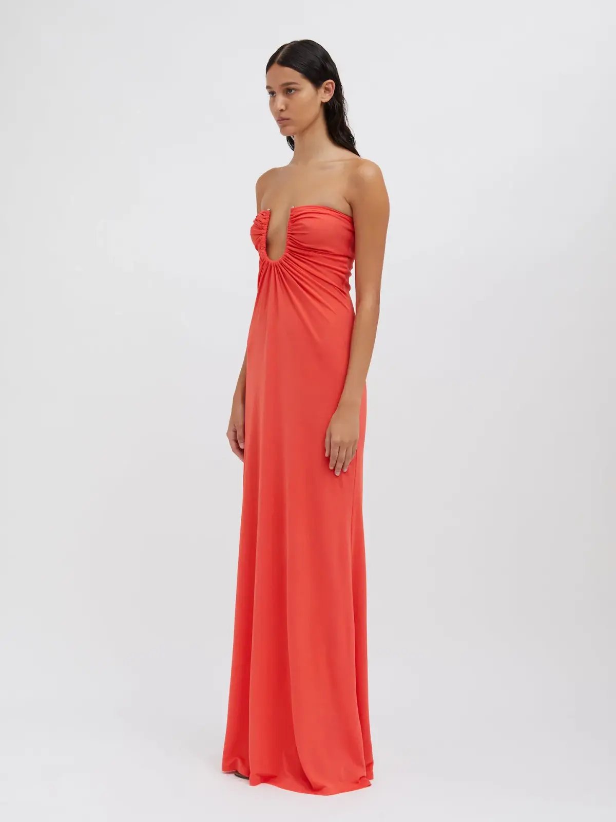 Christopher Esber Arced Palm Dress Grapefruit Size 10 photo 2