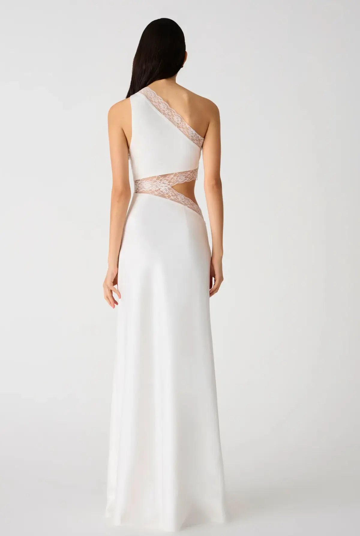 MISHA Jillian Satin & Lace Gown Ivory Size 8/S photo 3