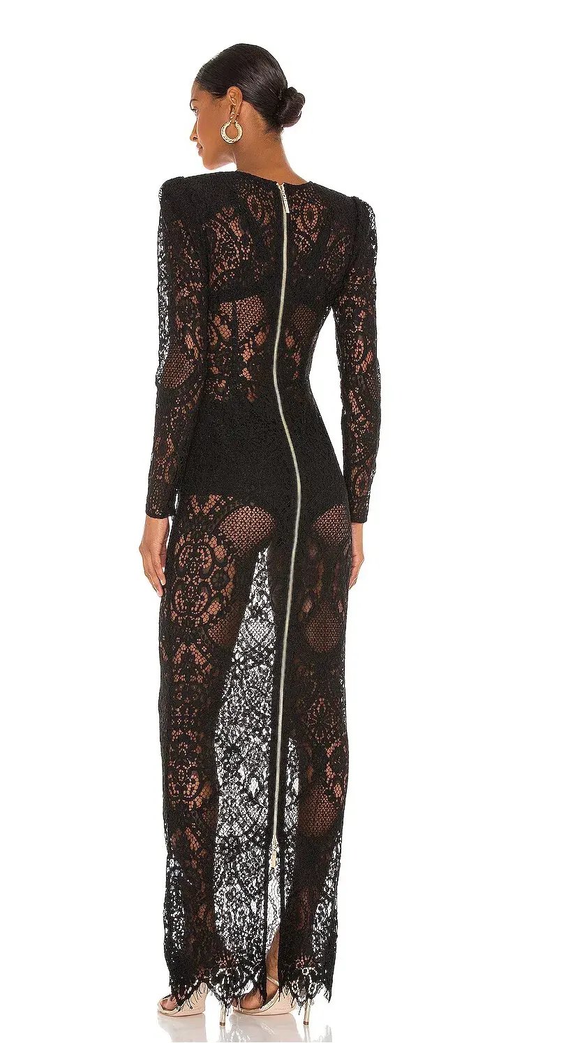 Bronx and Banco Allegra Lace Maxi Dress Black Size 6 photo 3